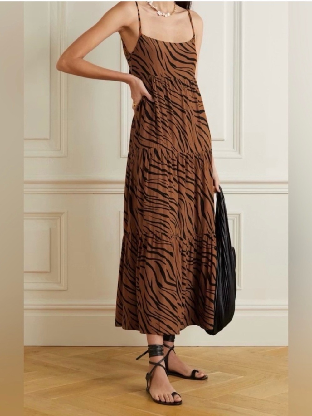 New Faithful The Brand Women’s Black & Brown Zebra Print Dress - Size 4 / Small
